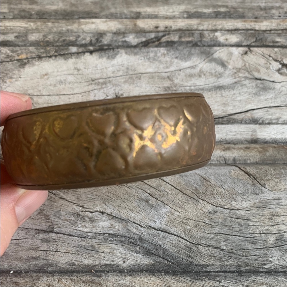 Vintage brass Embossed Heart Design Bangle